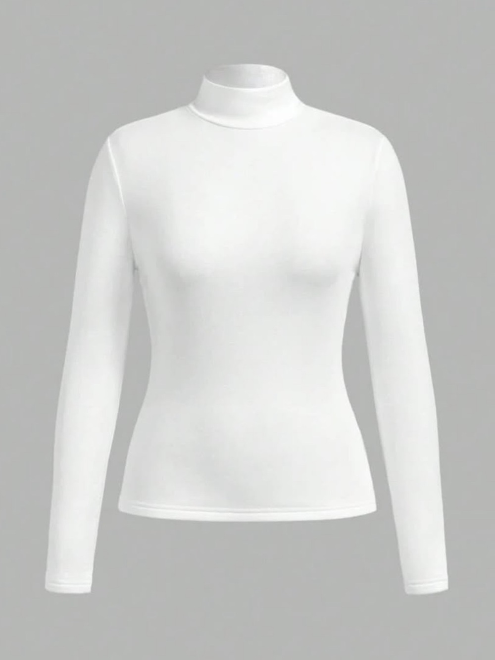 SHEIN White Long Sleeve Mock Neck Top